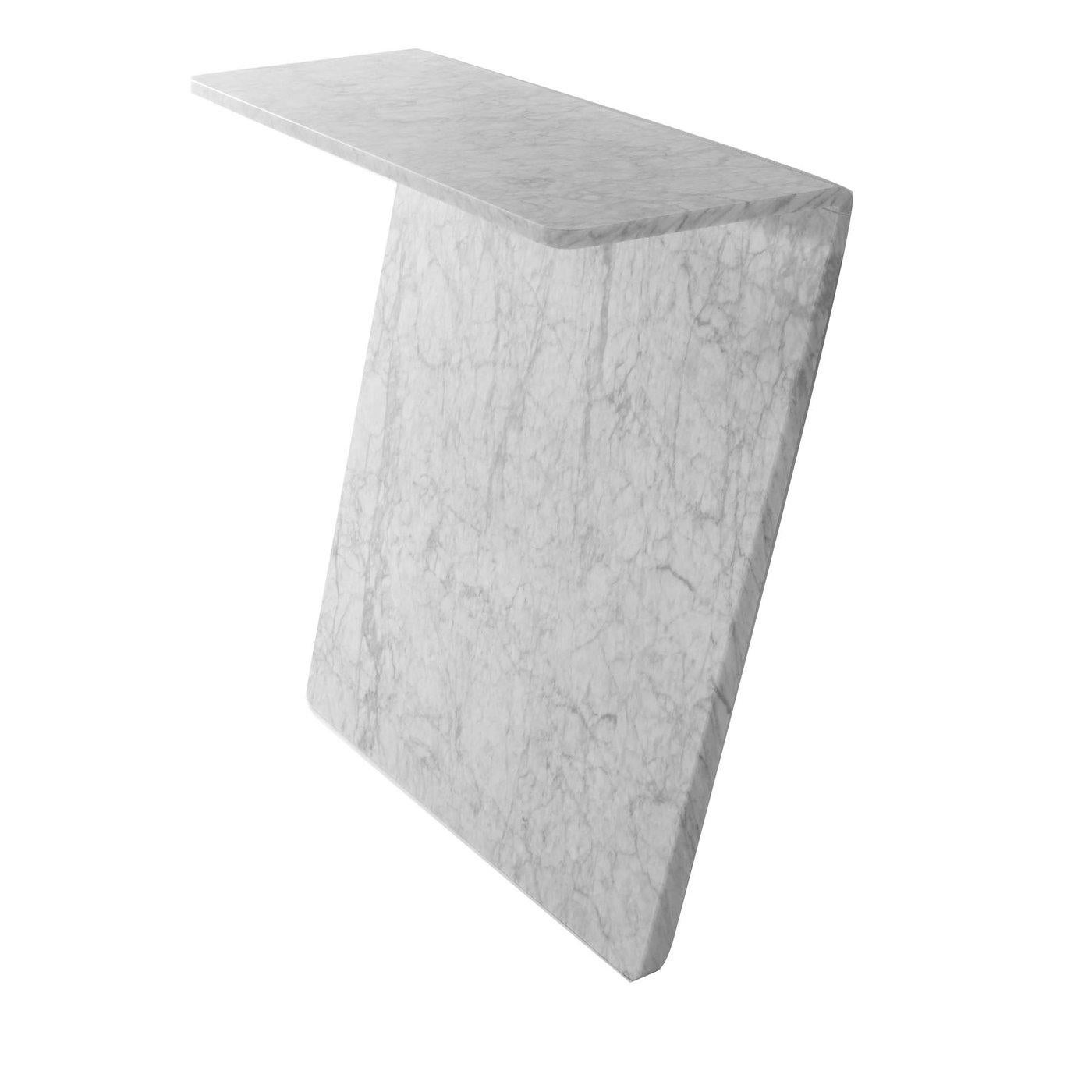 Console in white Carrara marble, matt polished finish.