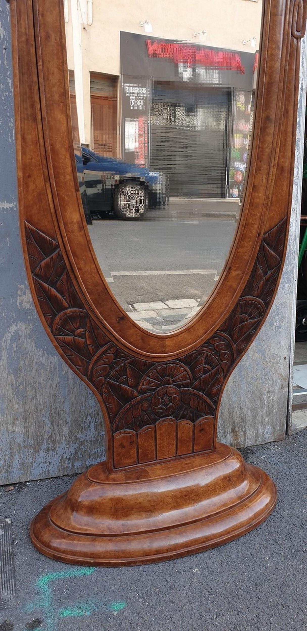 French Large Tilting Psyche Mirror, Art Deco, XXth Century