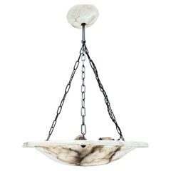 Large 
Timeless Exquisite White 
Black Antique Flat Alabaster Pendant Light