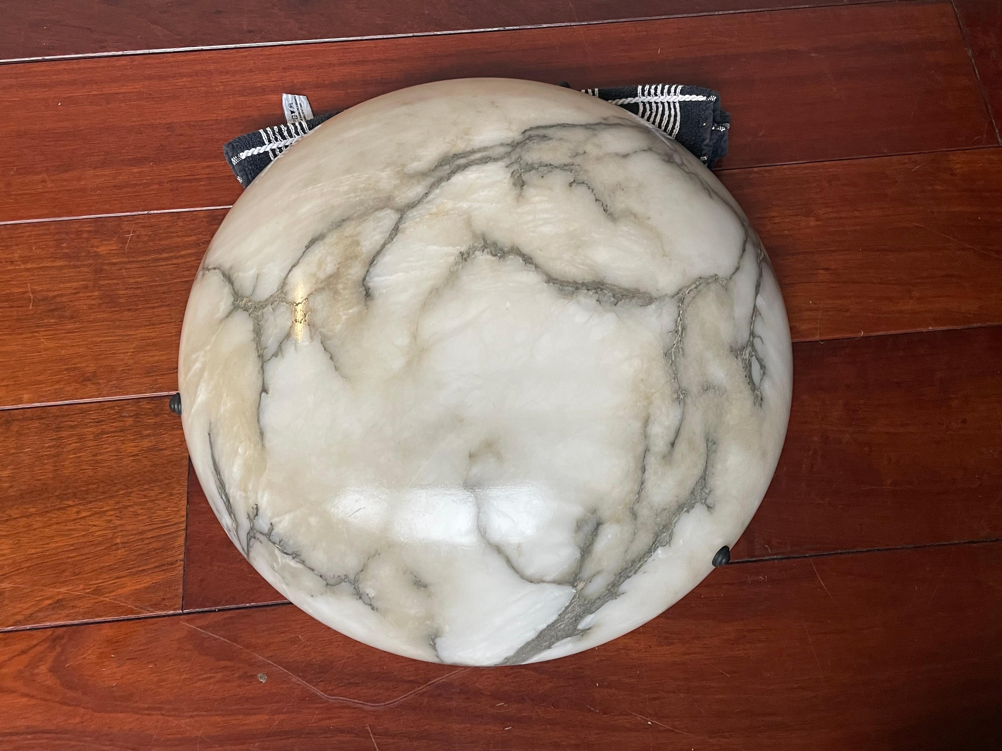 Large & Timeless & Near Mint White & Black Antique Alabaster Pendant Chandelier 1
