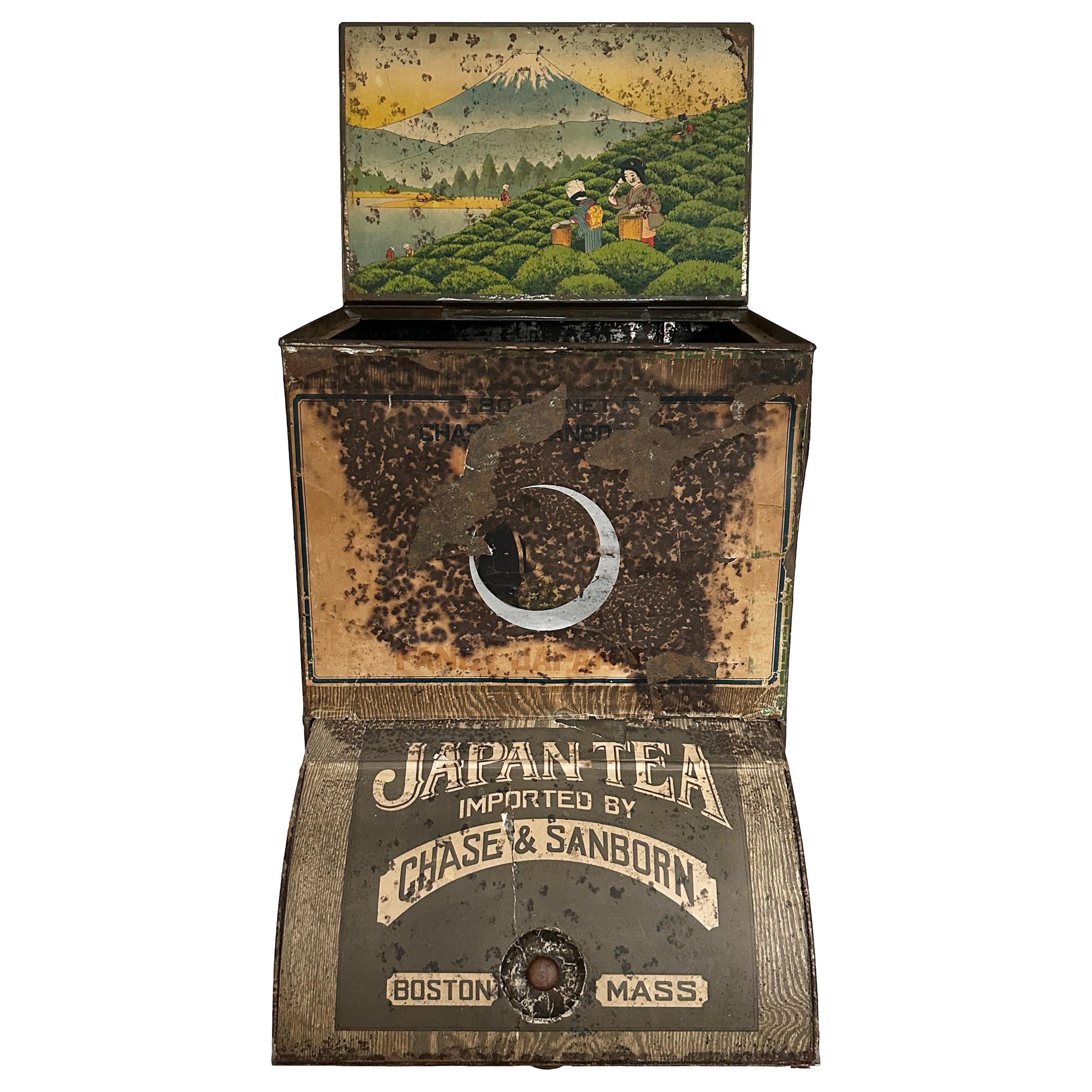 Großer Zinnbehälter für japanisches Tee, Chase und Sanborn Company,  Boston, 1920er Jahre im Angebot