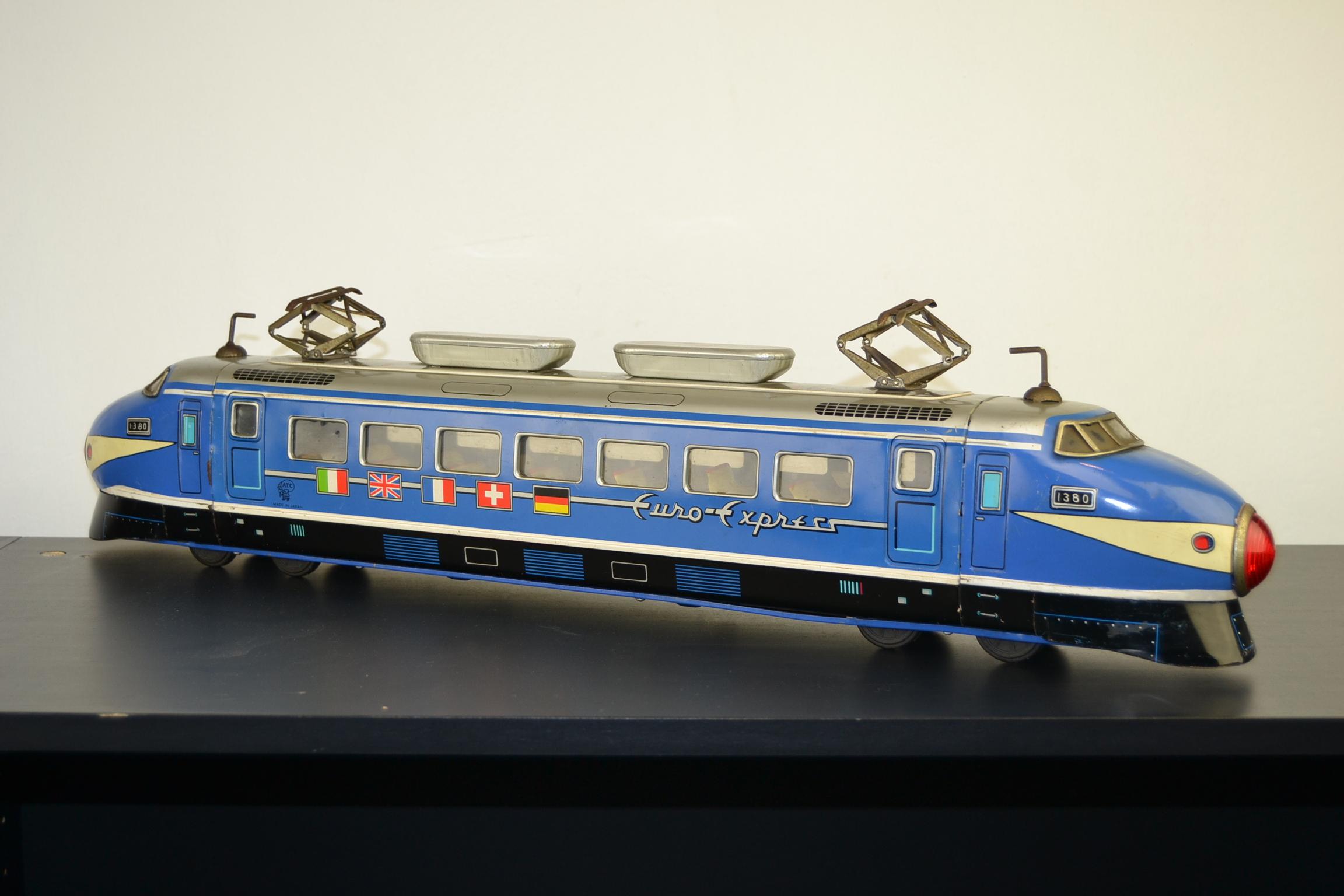 Large Tin Friction Drive, Express Train Toy by ATC, Japan, 1950s 2