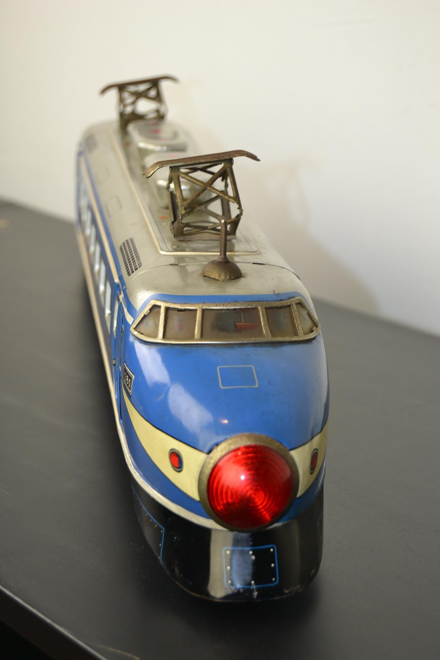 Large Tin Friction Drive, Express Train Toy by ATC, Japan, 1950s 8