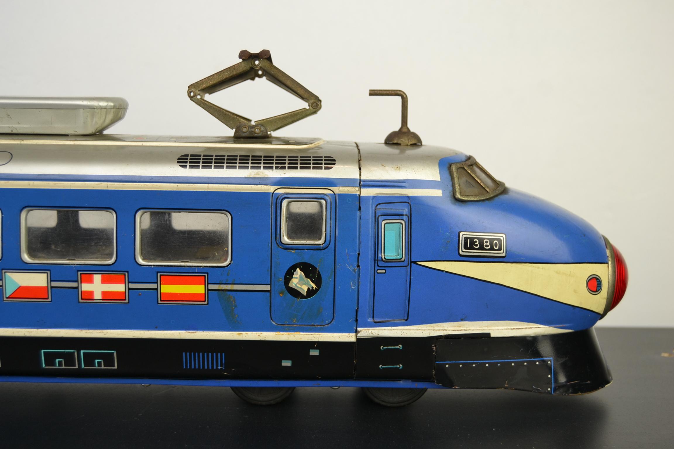 Japanese Large Tin Friction Drive, Express Train Toy by ATC, Japan, 1950s