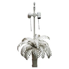 Large Tin Metal Palm Tree Table Lamp Warren Kessler 1960's