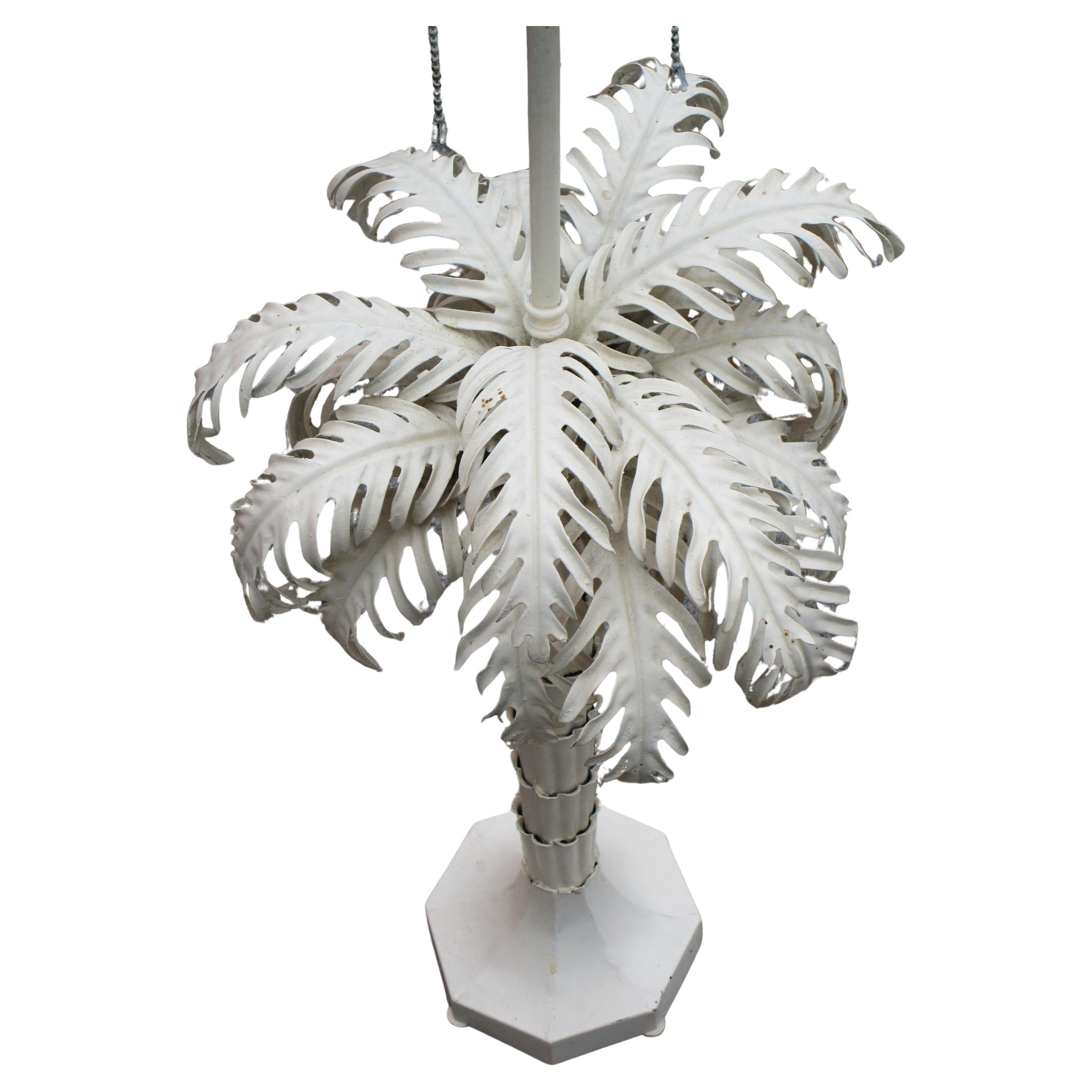 American Large Tin Metal Palm Tree Table Lamp Warren Kessler 1960's For Sale