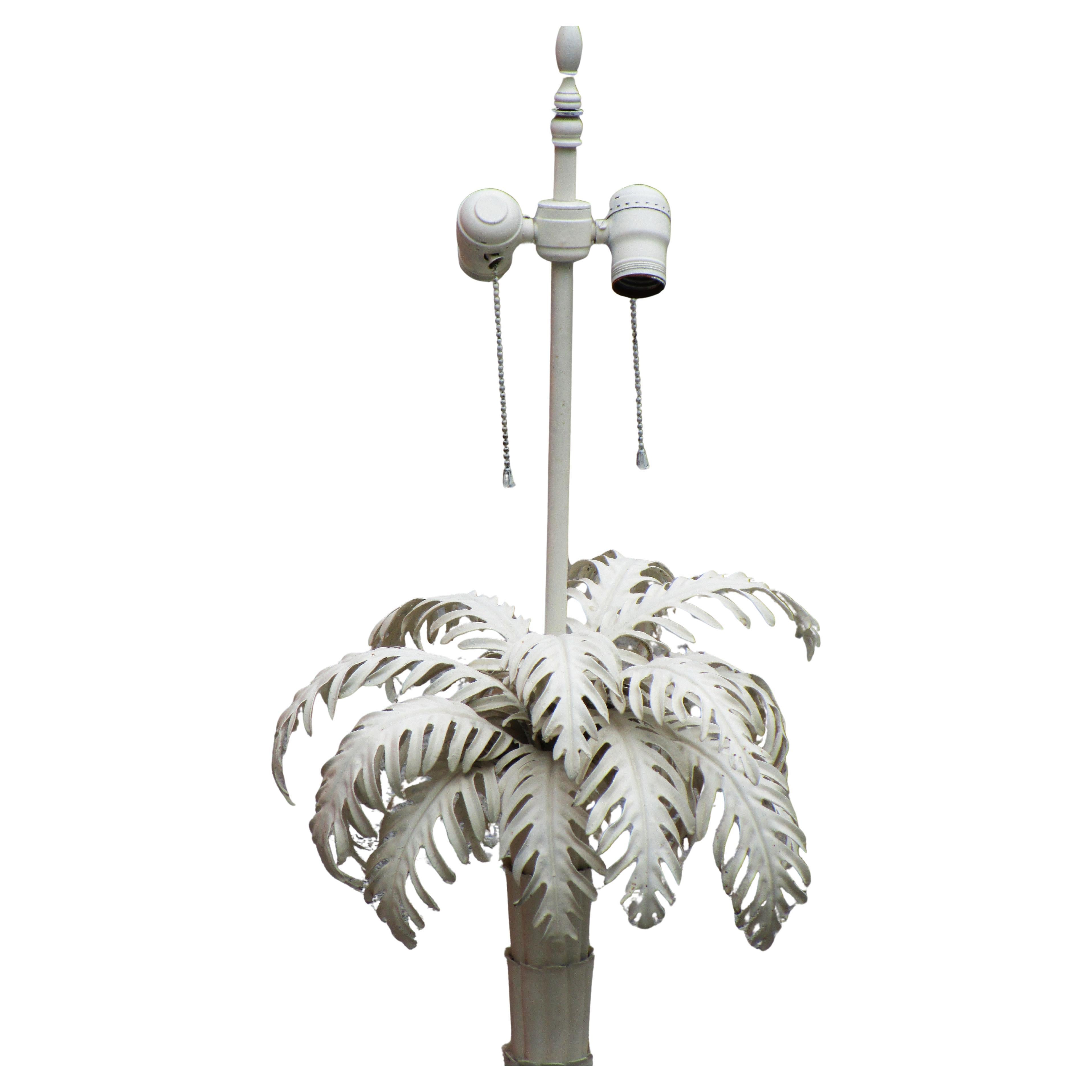 Metalwork Large Tin Metal Palm Tree Table Lamp Warren Kessler 1960's For Sale