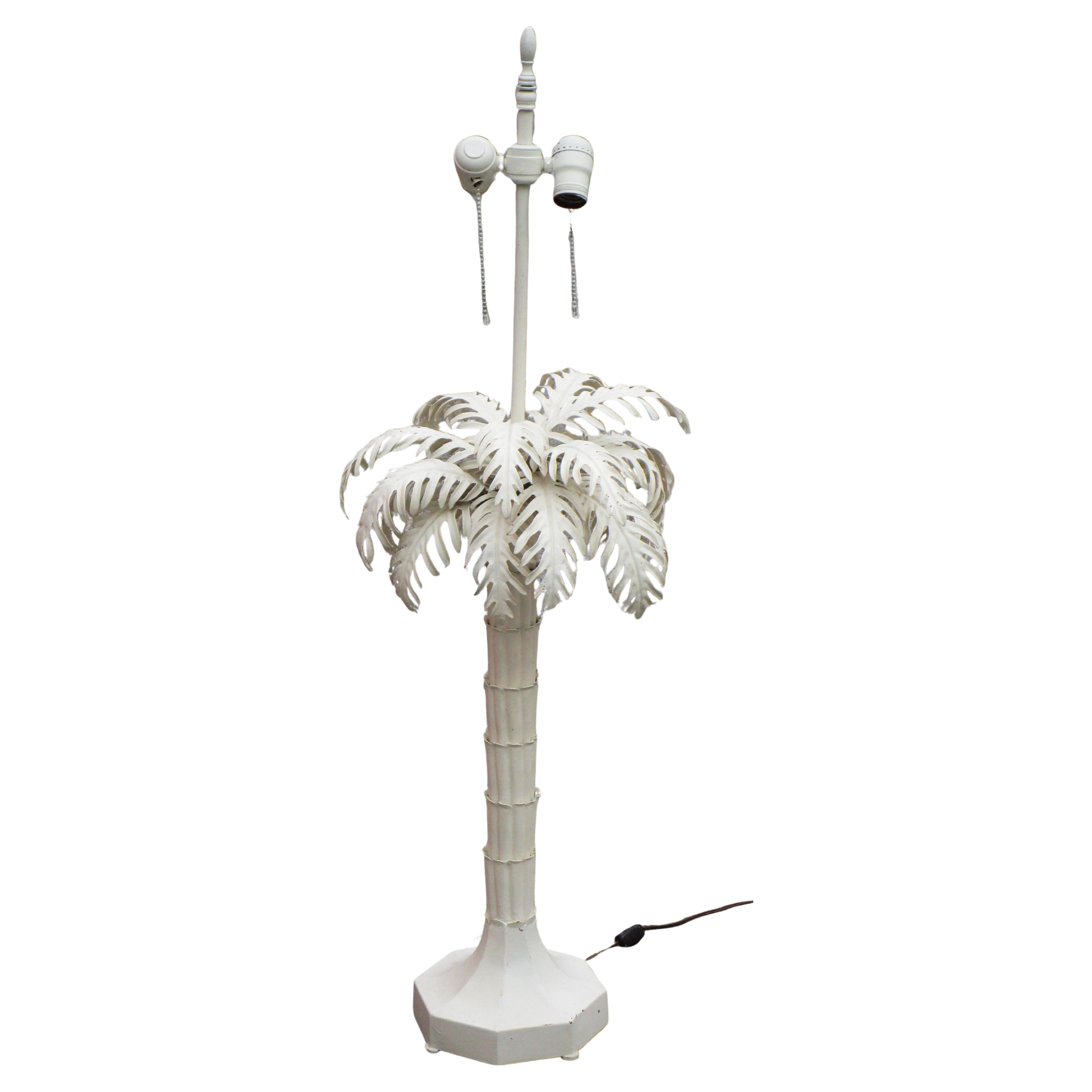 Large Tin Metal Palm Tree Table Lamp Warren Kessler 1960's For Sale