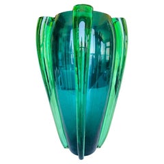 Large Tina Aufiero for Venini circa 1983 "Alboino" Murano glass green vase