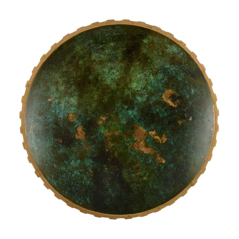 Large Tinos Art Deco Bowl in Bronze, Denmark, 1940s