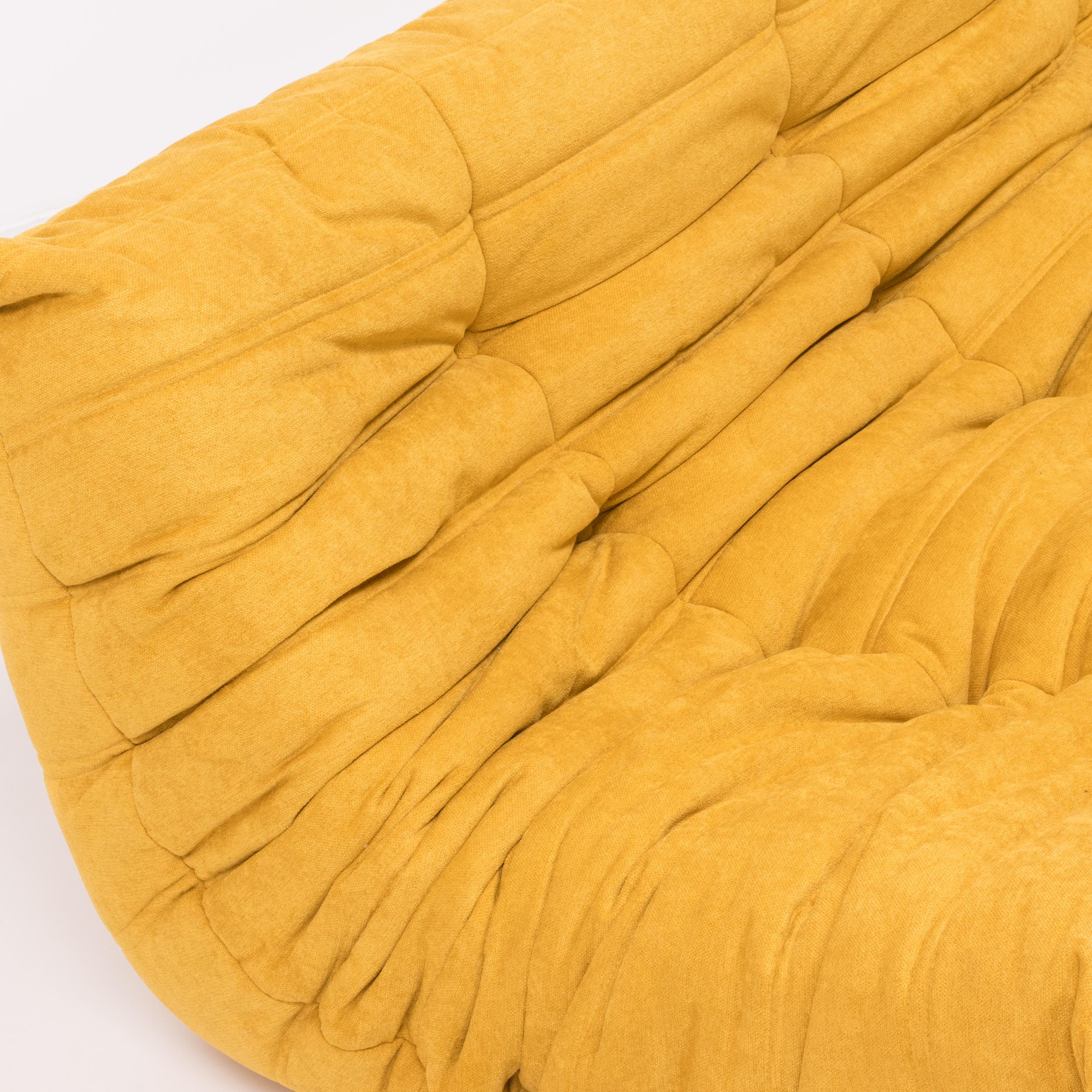 French Large Togo Yellow Fabric Sofa by Michel Ducaroy for Ligne Roset