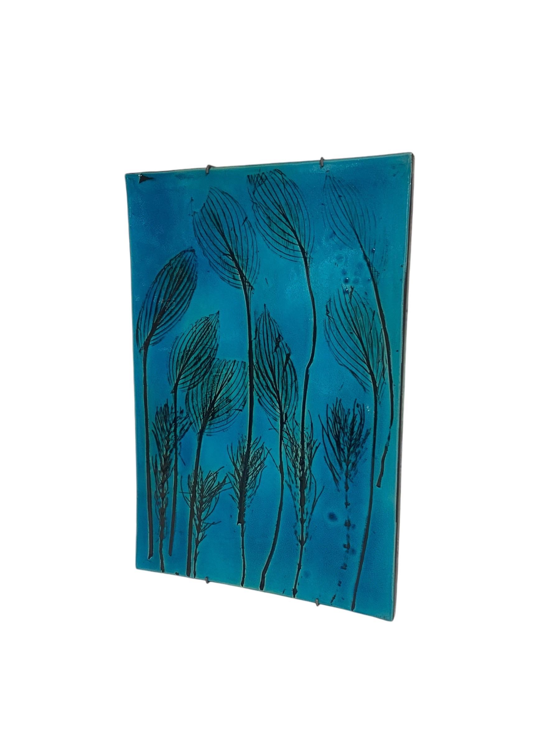 Gran relieve de pared con motivo de hojas Toini Muona en turquesa para Arabia, años 50 en venta 3