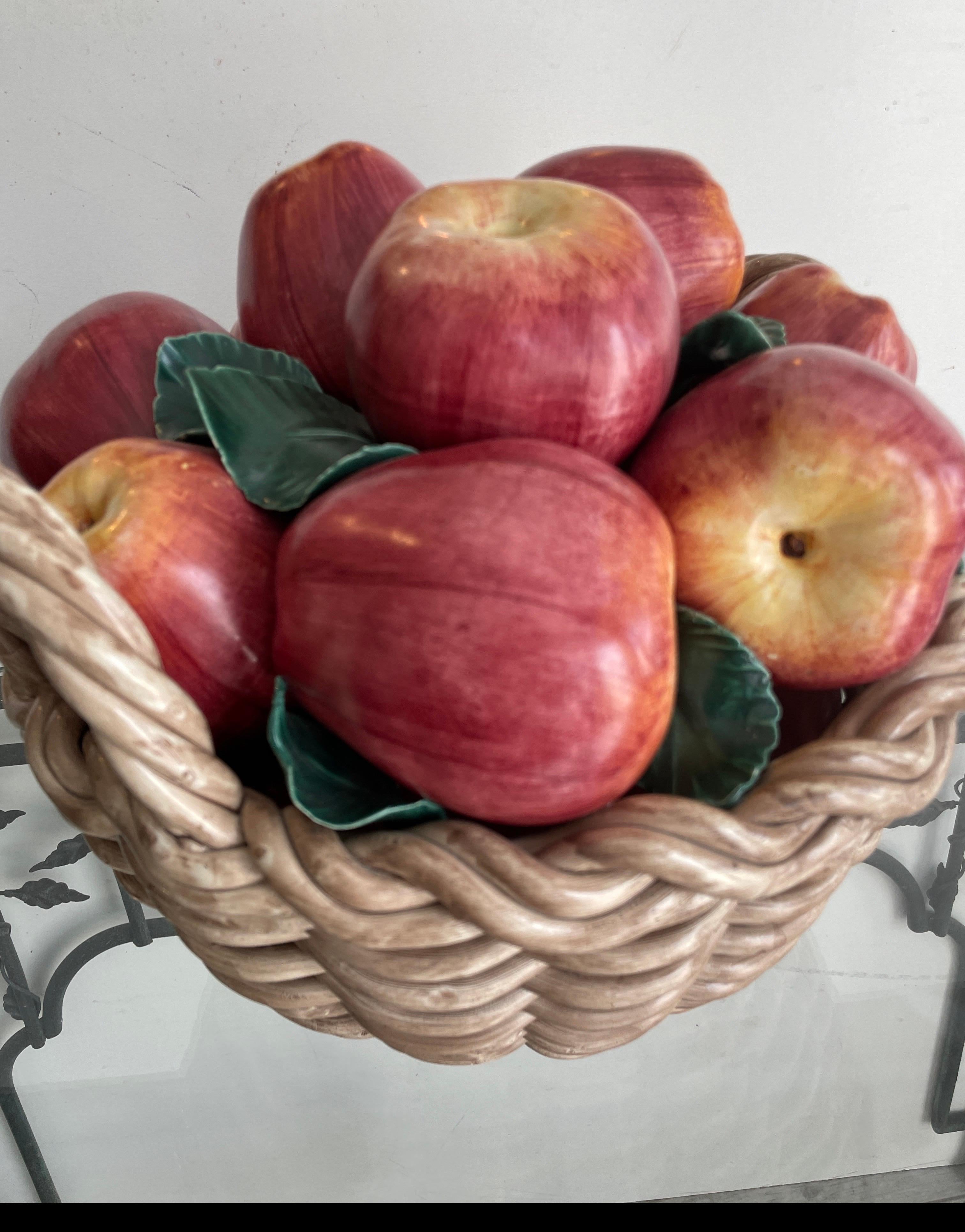 Large Italian Basket of Apples Centerpiece For Sale 3