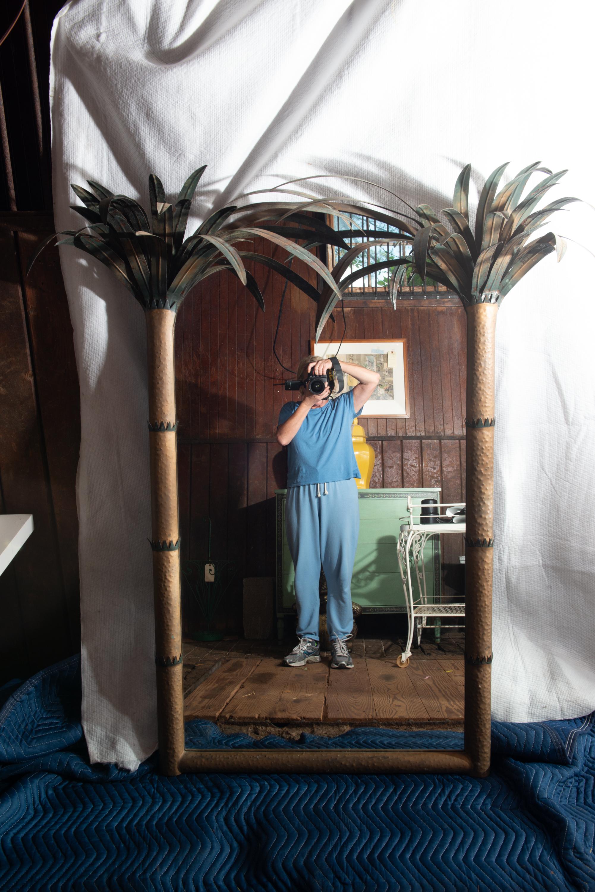 Large Tole Metal Palm Tree Mirror 7