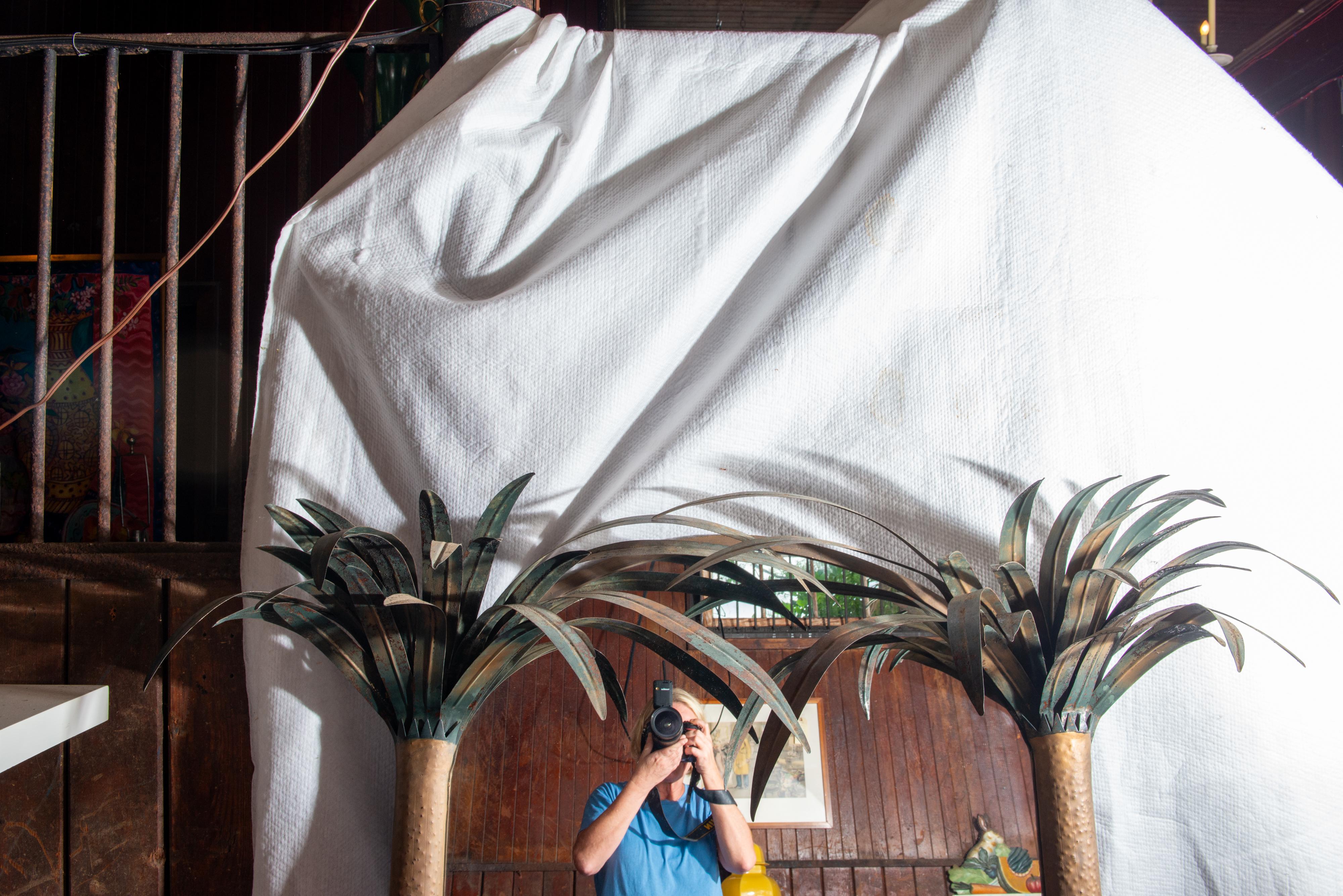 Large Tole Metal Palm Tree Mirror 2