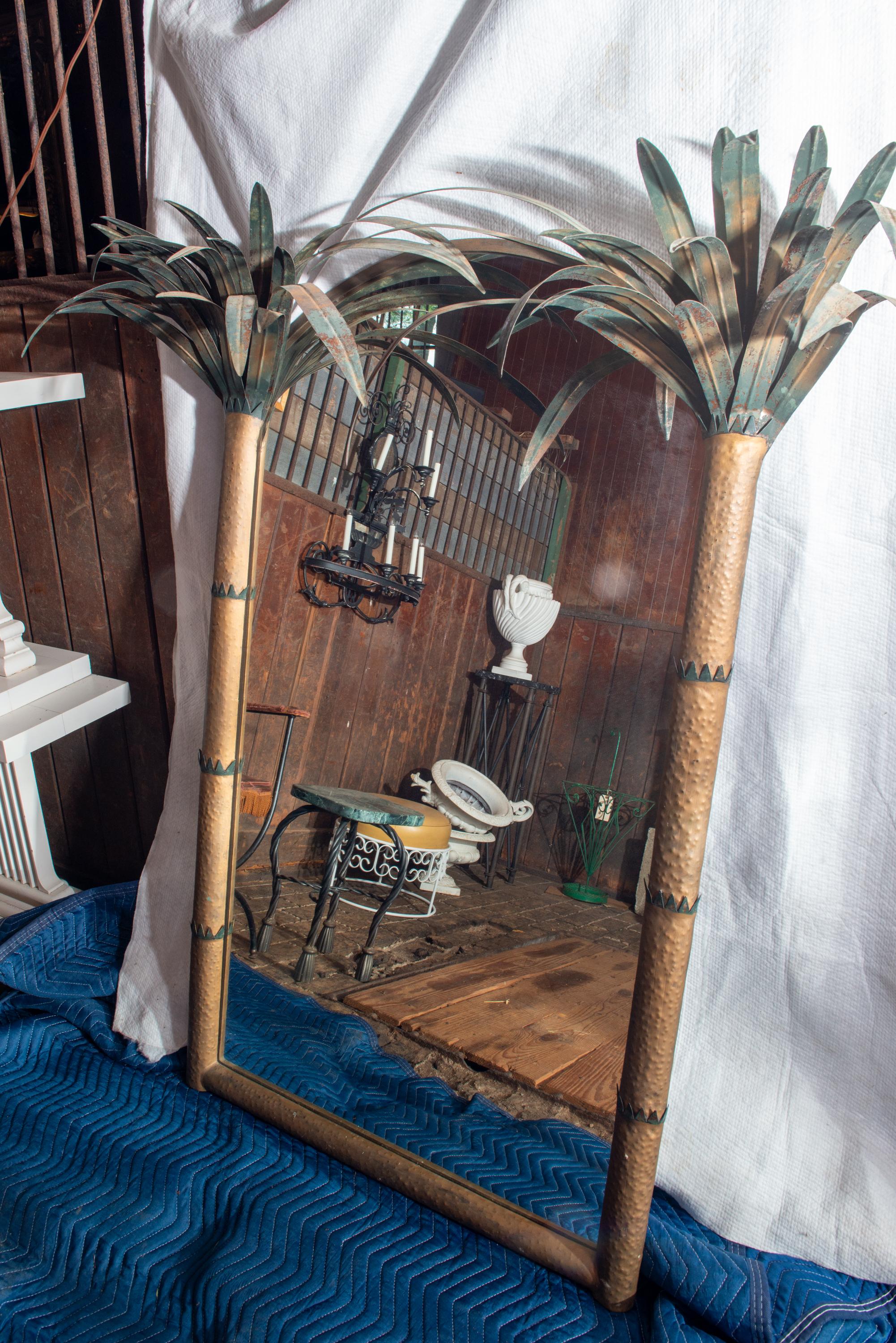 Large Tole Metal Palm Tree Mirror 3