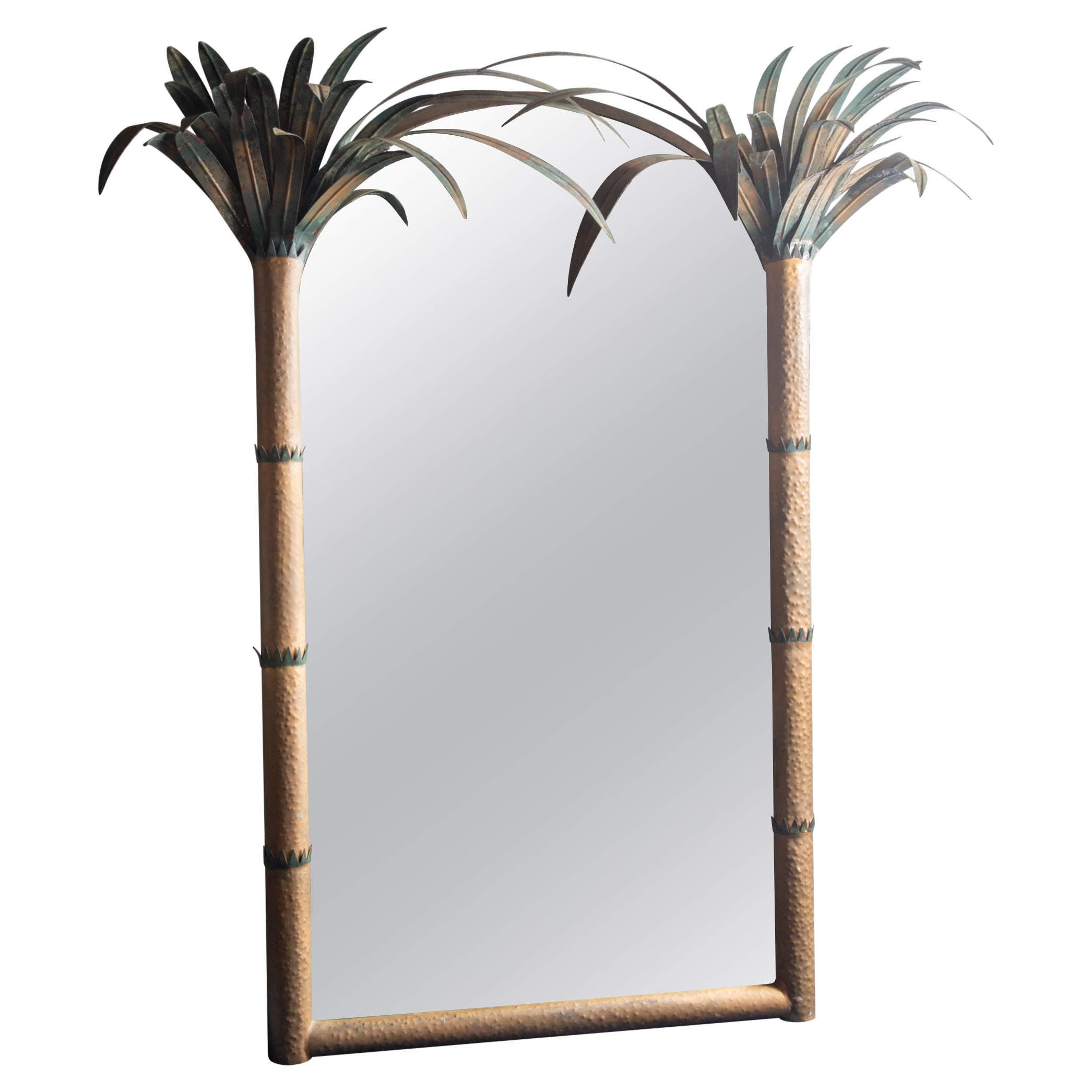 Large Tole Metal Palm Tree Mirror