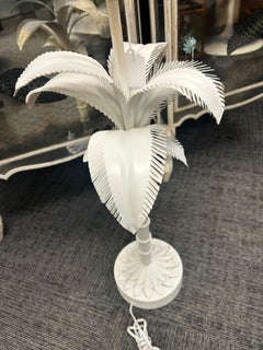 Large tole white palm tree lamp circa 1970s