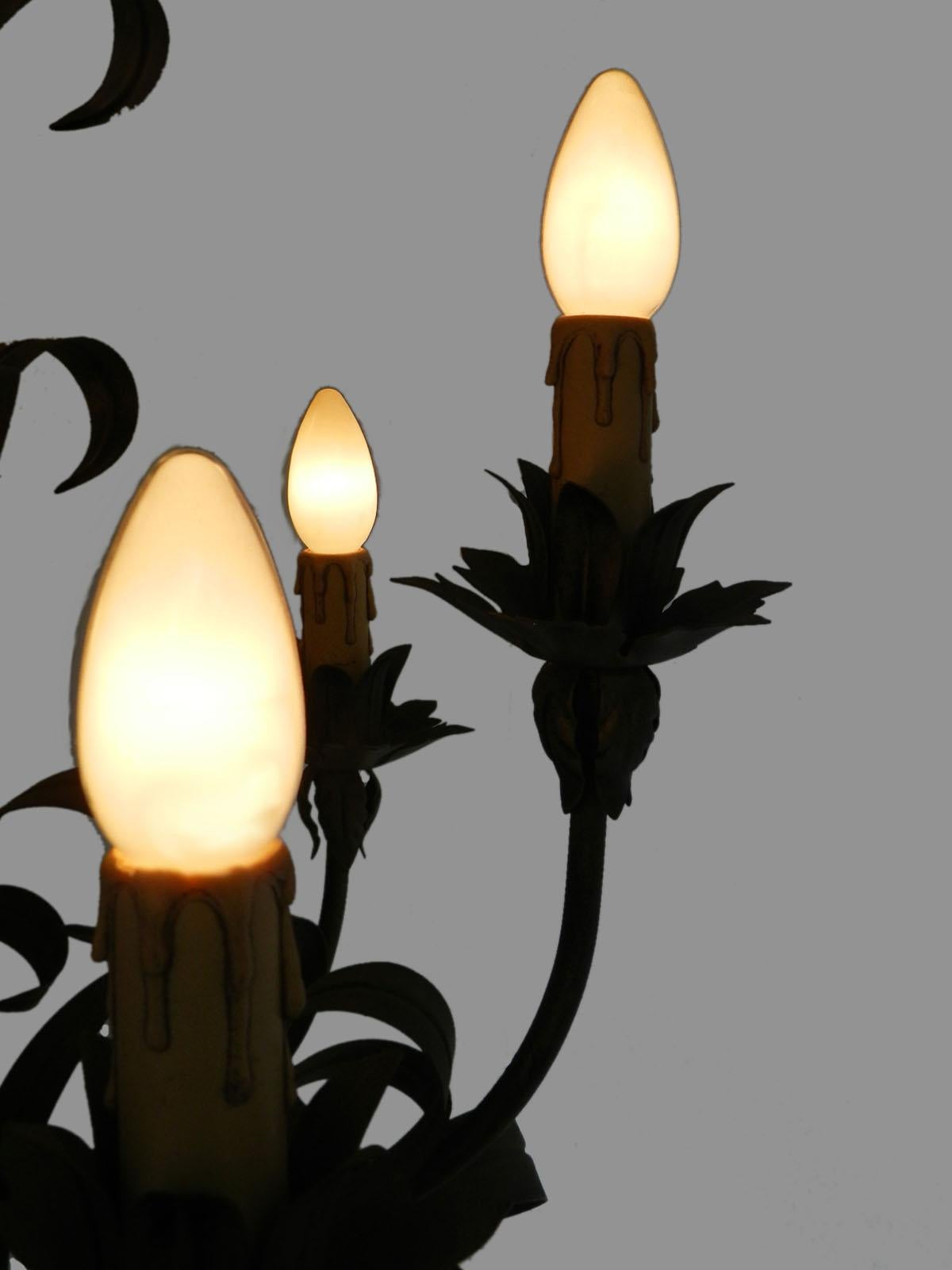 Toleware Tischlampe Groß Französisch Floral Midcentury Licht c1970 (Moderne der Mitte des Jahrhunderts)