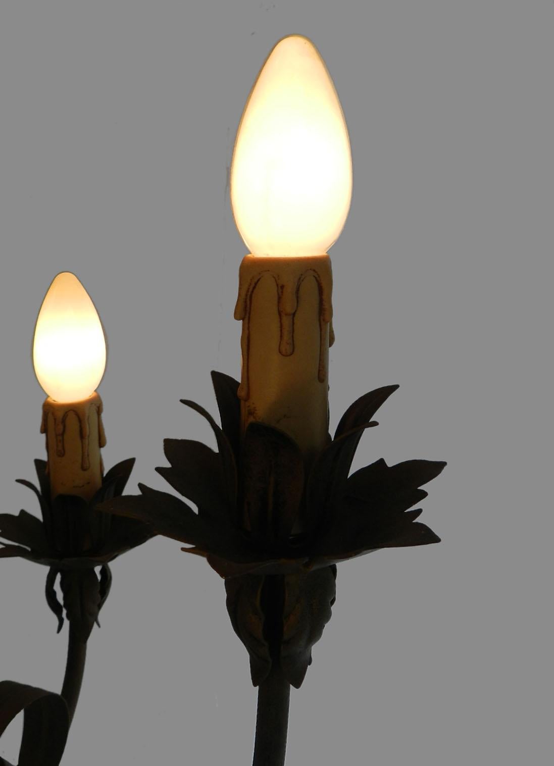 Metal Toleware Table Lamp Large French Floral Midcentury Light c1970
