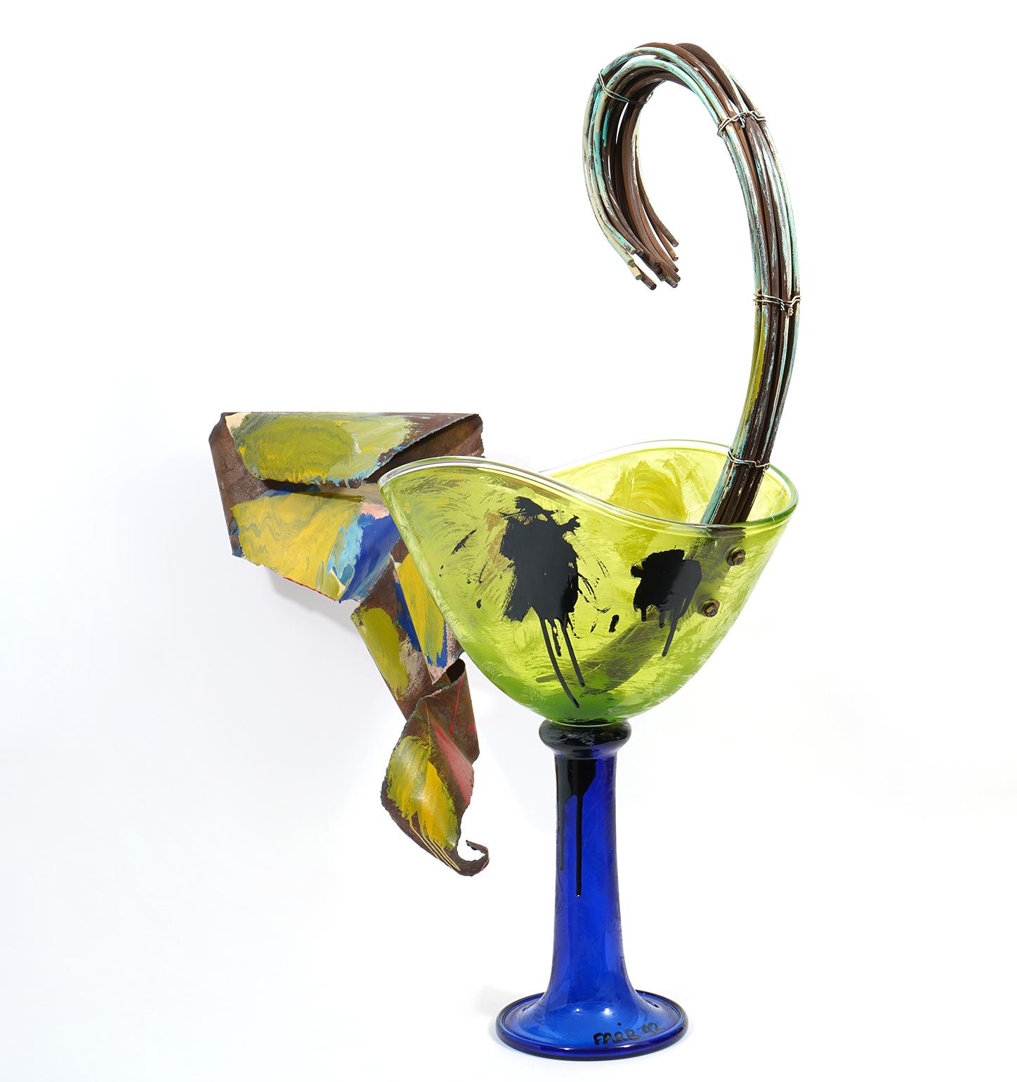 Late 20th Century Large Tom Farbanish Modern Art Glass and Metal Sculpture