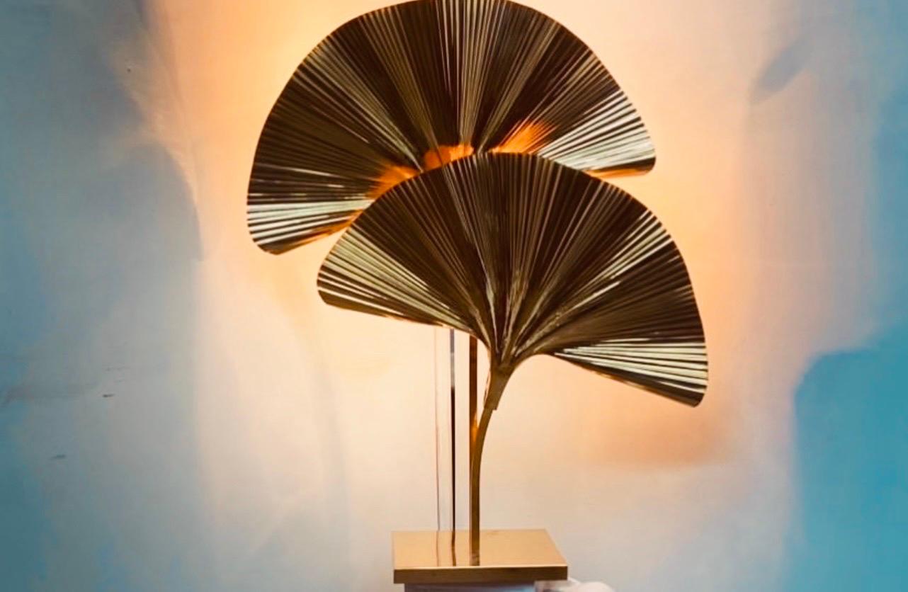 Italian Large Tommaso Barbi Ginkgo Table Lamp
