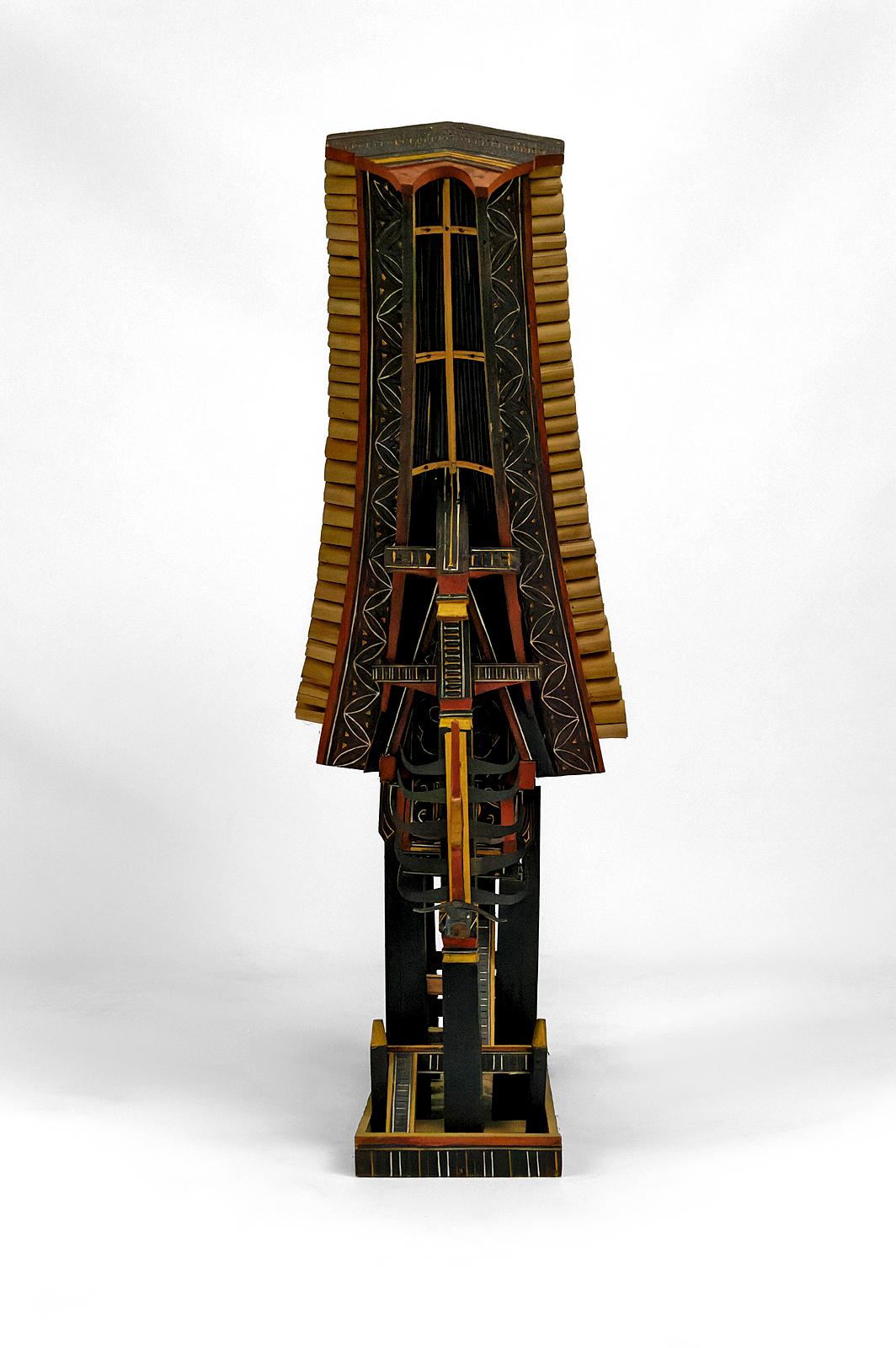 Tribal Large Tongkonan Toraja model in carved and painted wood, Sulawesi / Indonesia For Sale