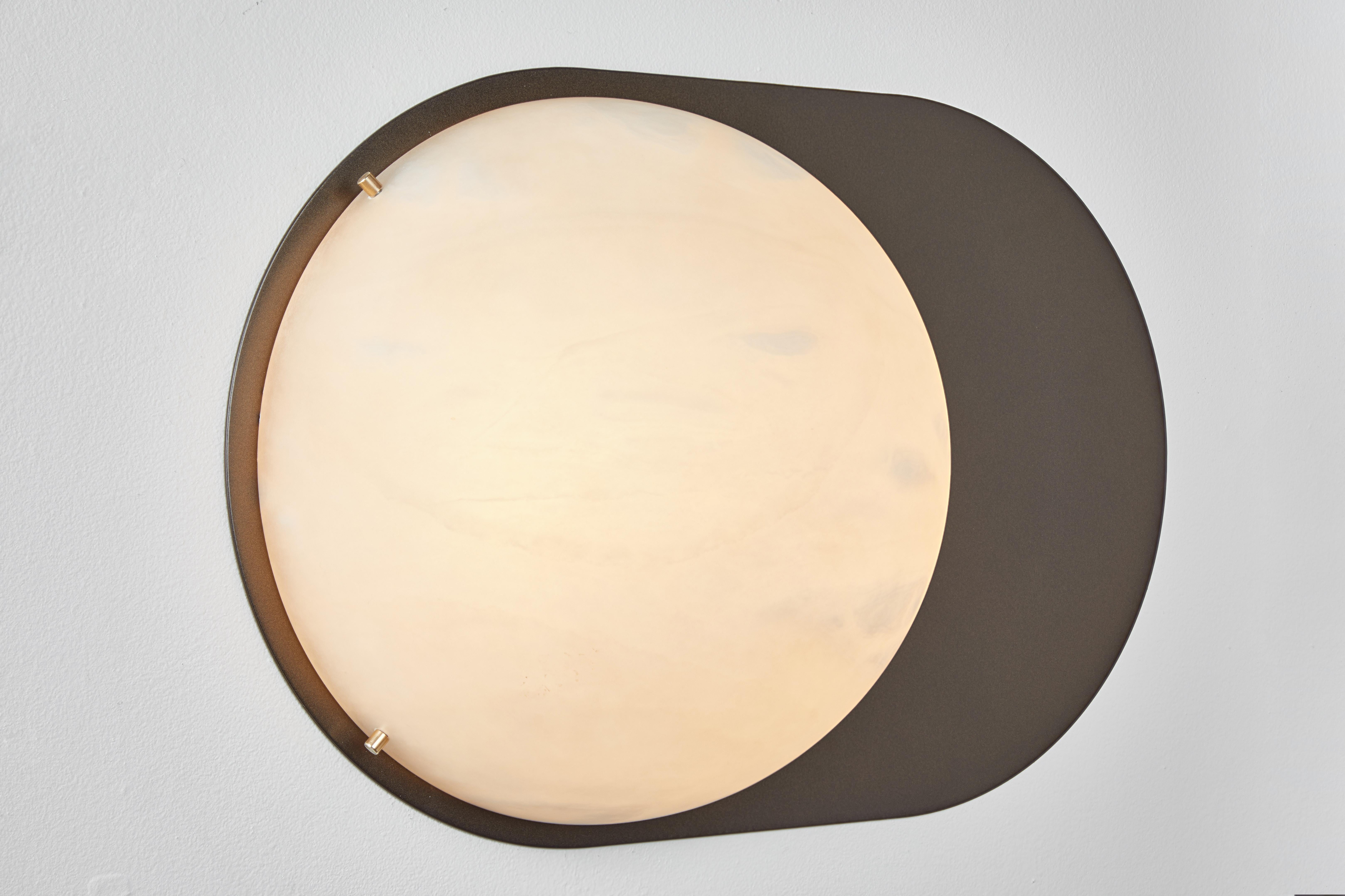 Modern Large 'Toogle' Sconce in Bronzed Steel and Alabaster For Sale