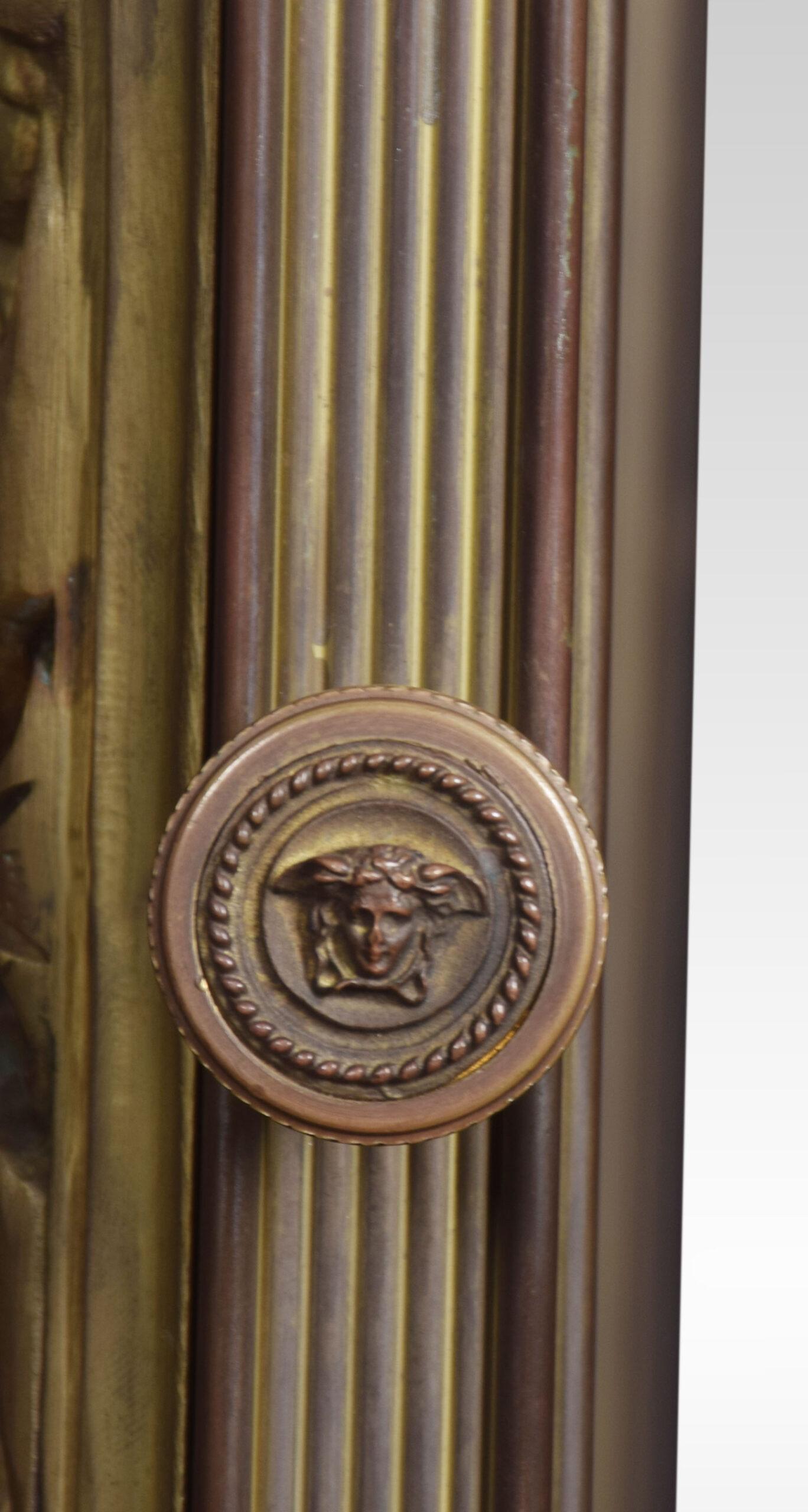 Large Tooled Bronze Framed Two Sided Cheval Mirror For Sale 6