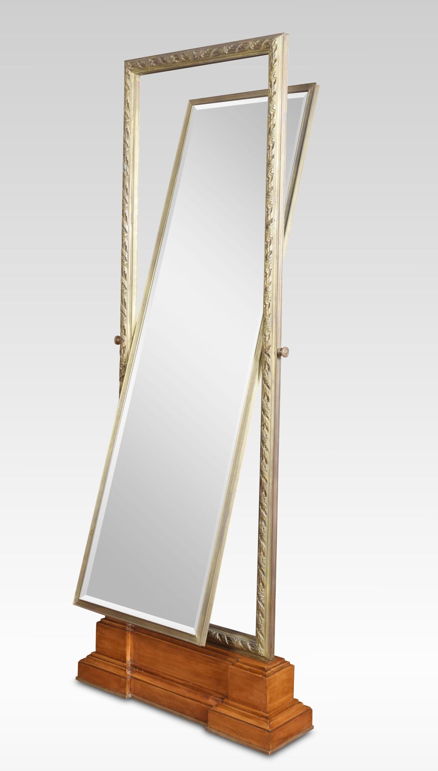 Large Tooled Bronze Framed Two Sided Cheval Mirror For Sale 1