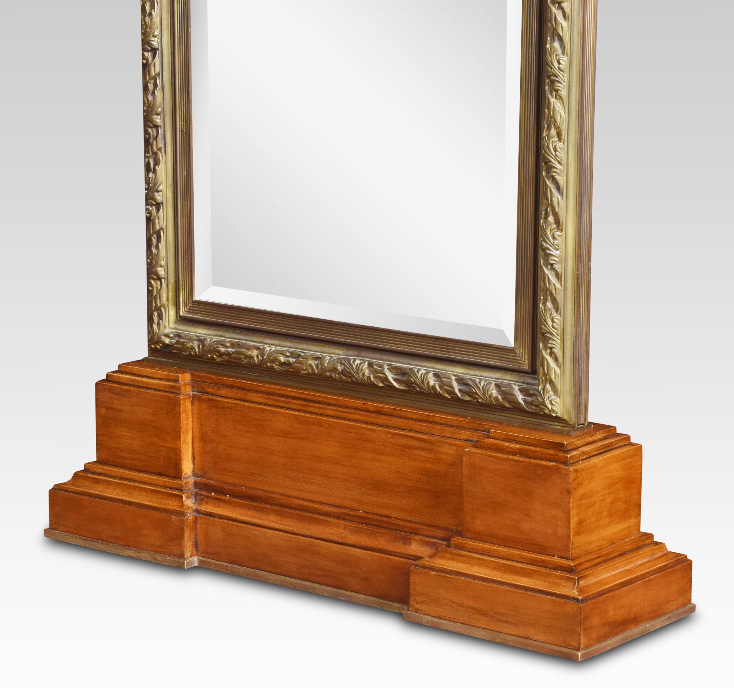 Large Tooled Bronze Framed Two Sided Cheval Mirror For Sale 4