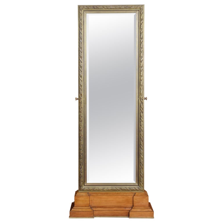 Large Tooled Bronze Framed Two Sided Cheval Mirror For Sale at 1stDibs