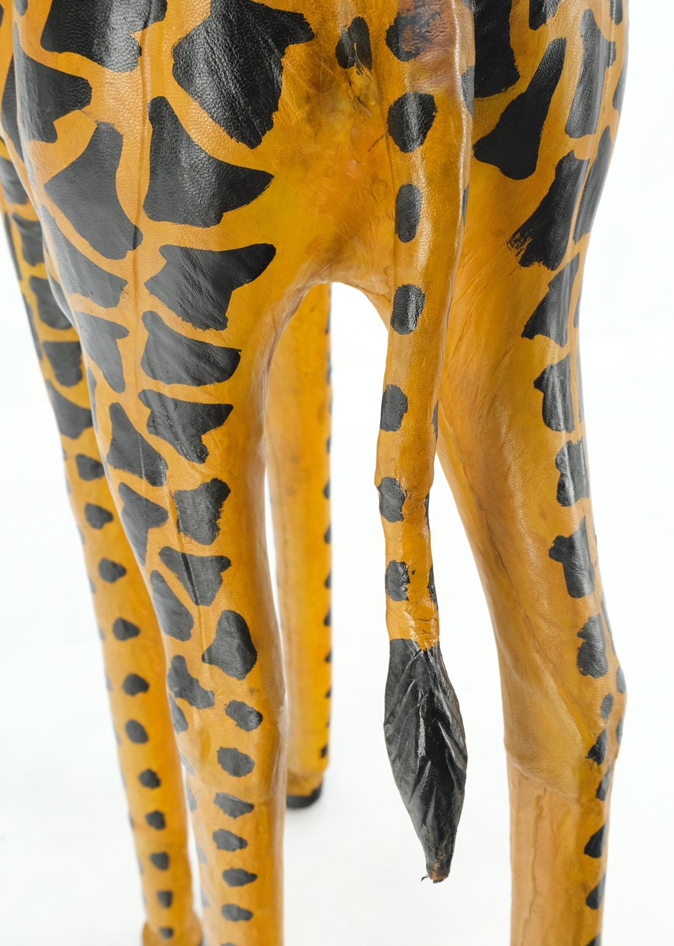Large Tooled Leather Sculpture of a Giraffe For Sale 2