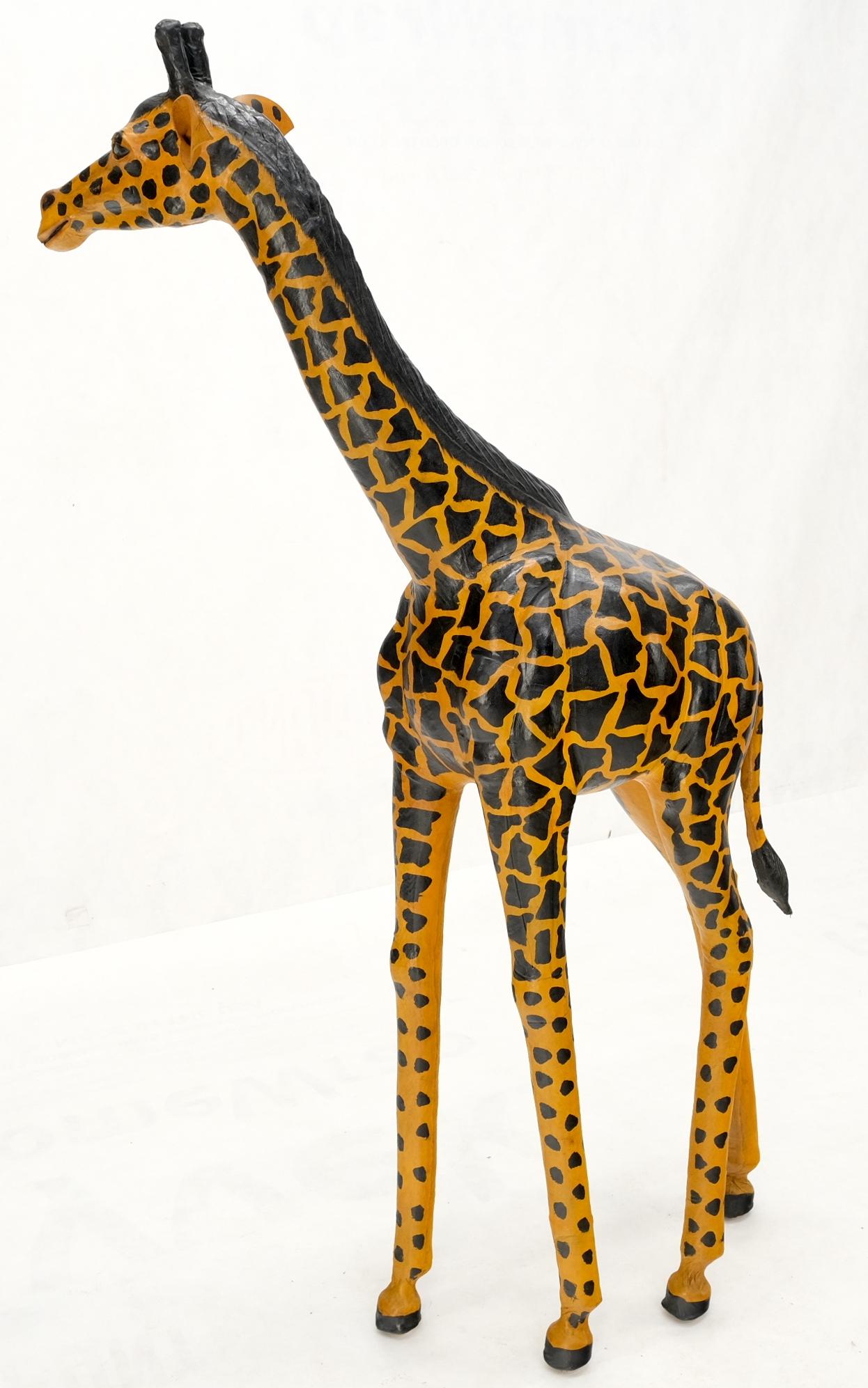 Large Tooled Leather Sculpture of a Giraffe For Sale 8