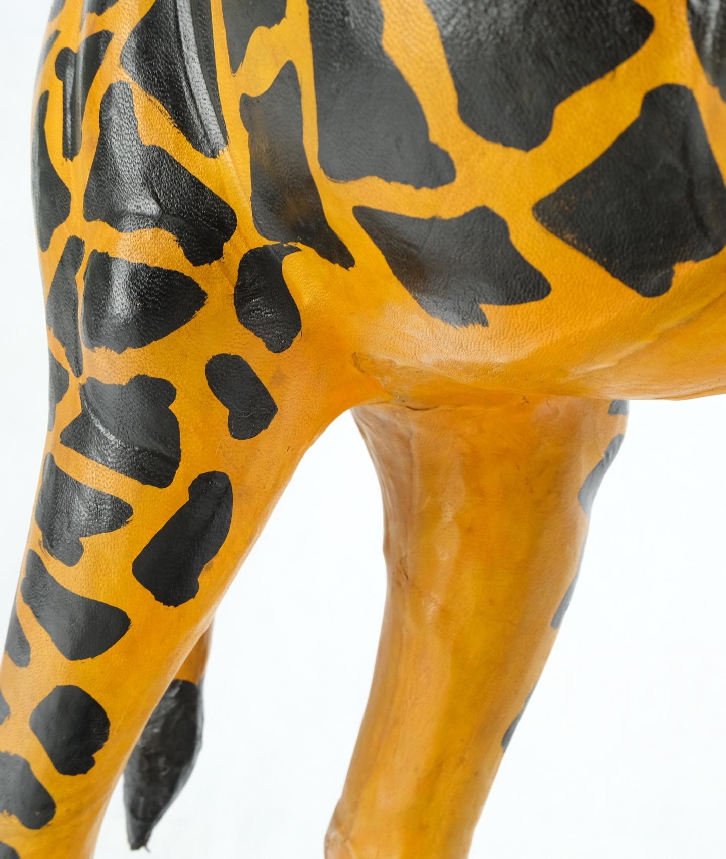 Large Tooled Leather Sculpture of a Giraffe For Sale 1