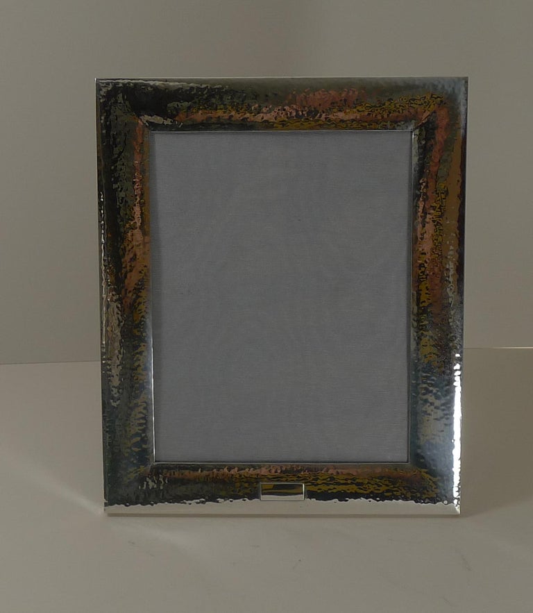 Hammered Large Top Quality American Sterling Silver Picture Frame, c.1930 For Sale