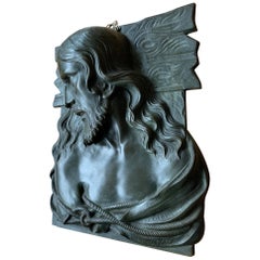Large & Top Quality Bronze Art Deco Wall Plaque /Sculpture of Christ by S. Norga