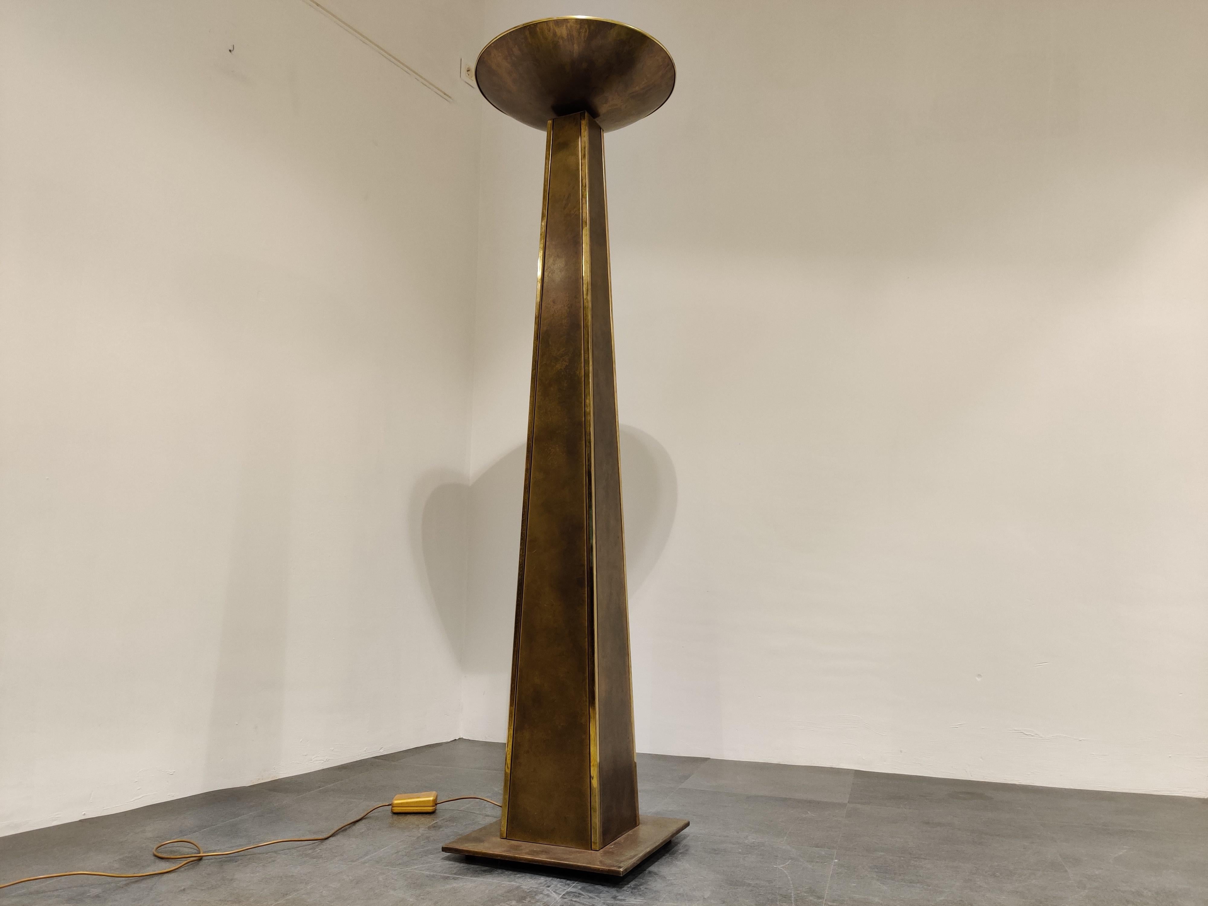 Brass Large Torchiere Floor Lamp by Belgochrom, 1980s