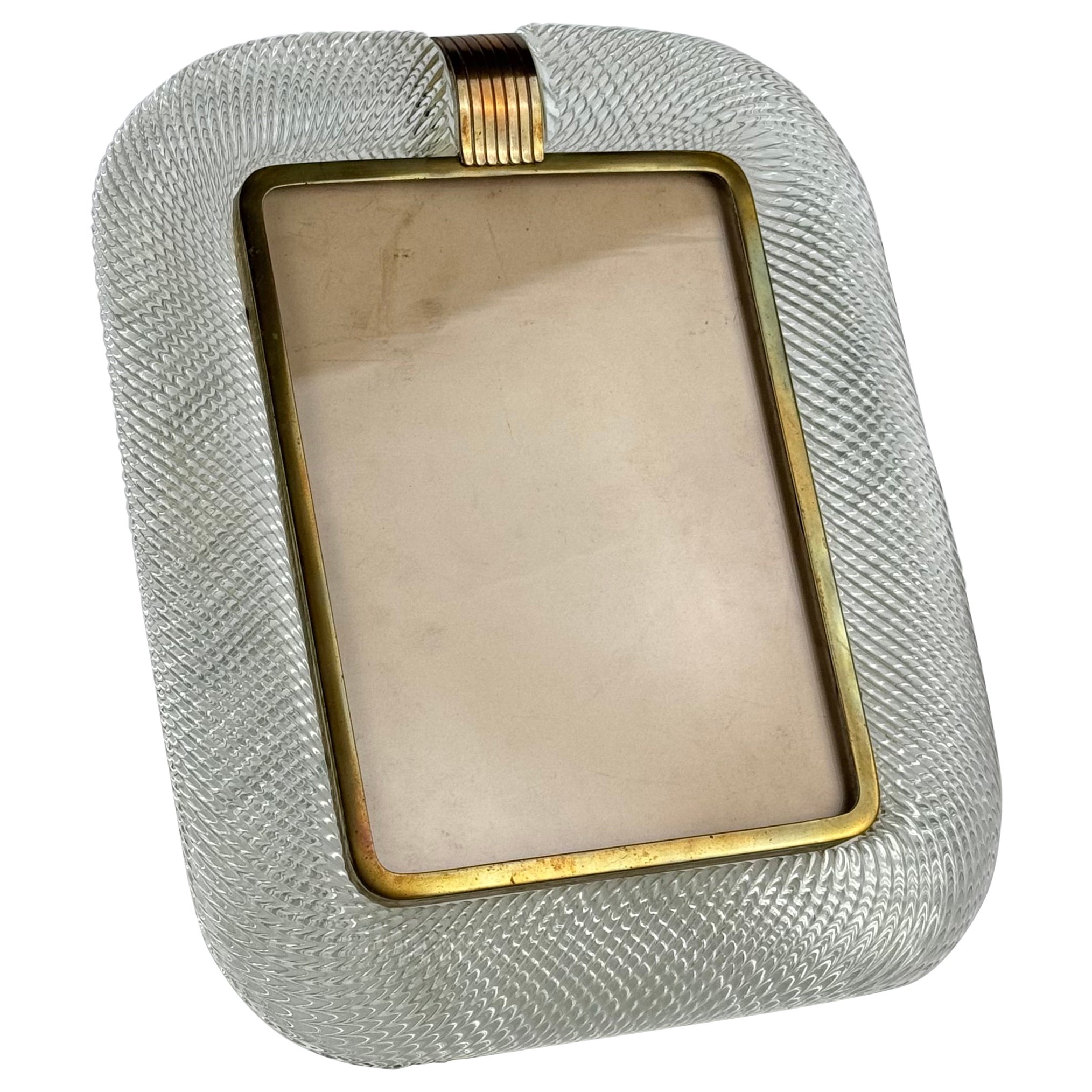 Large Torchon Glass Photo Frame by Ercole Barovier for Barovier 
Toso, 1938 in vendita