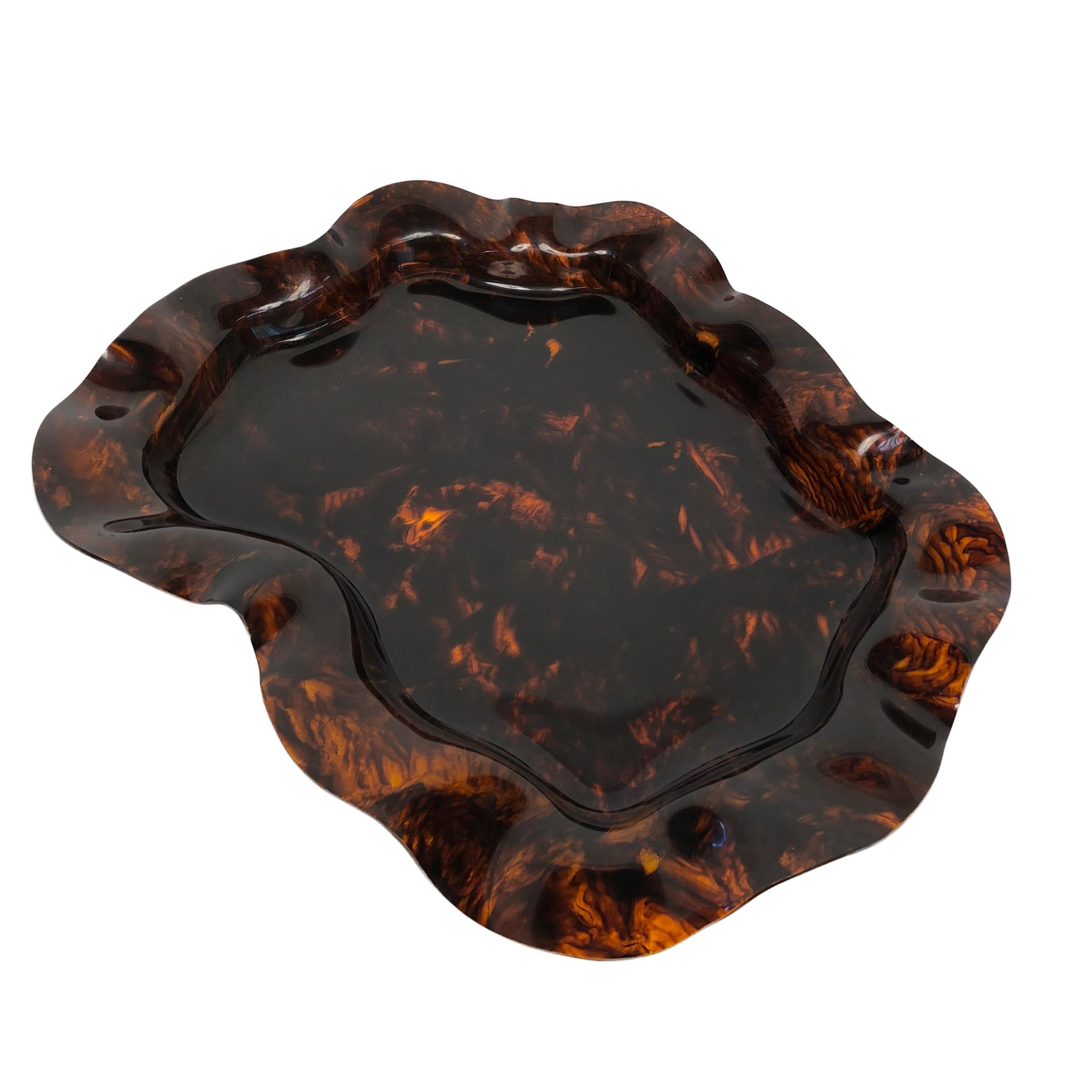 Large Tortoise Centerpiece Tray in Lucite, Mid-Century Modern