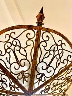 Large toscane Flush Mount round with gilt gold, italy 1950