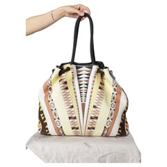 Large tote back in printed cotton canevas with leather details Emilio Pucci 