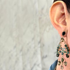 Large Tourmaline and Rose Gold Chandelier Earrings