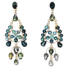 Boucles d'oreilles lustre en or rose et tourmaline