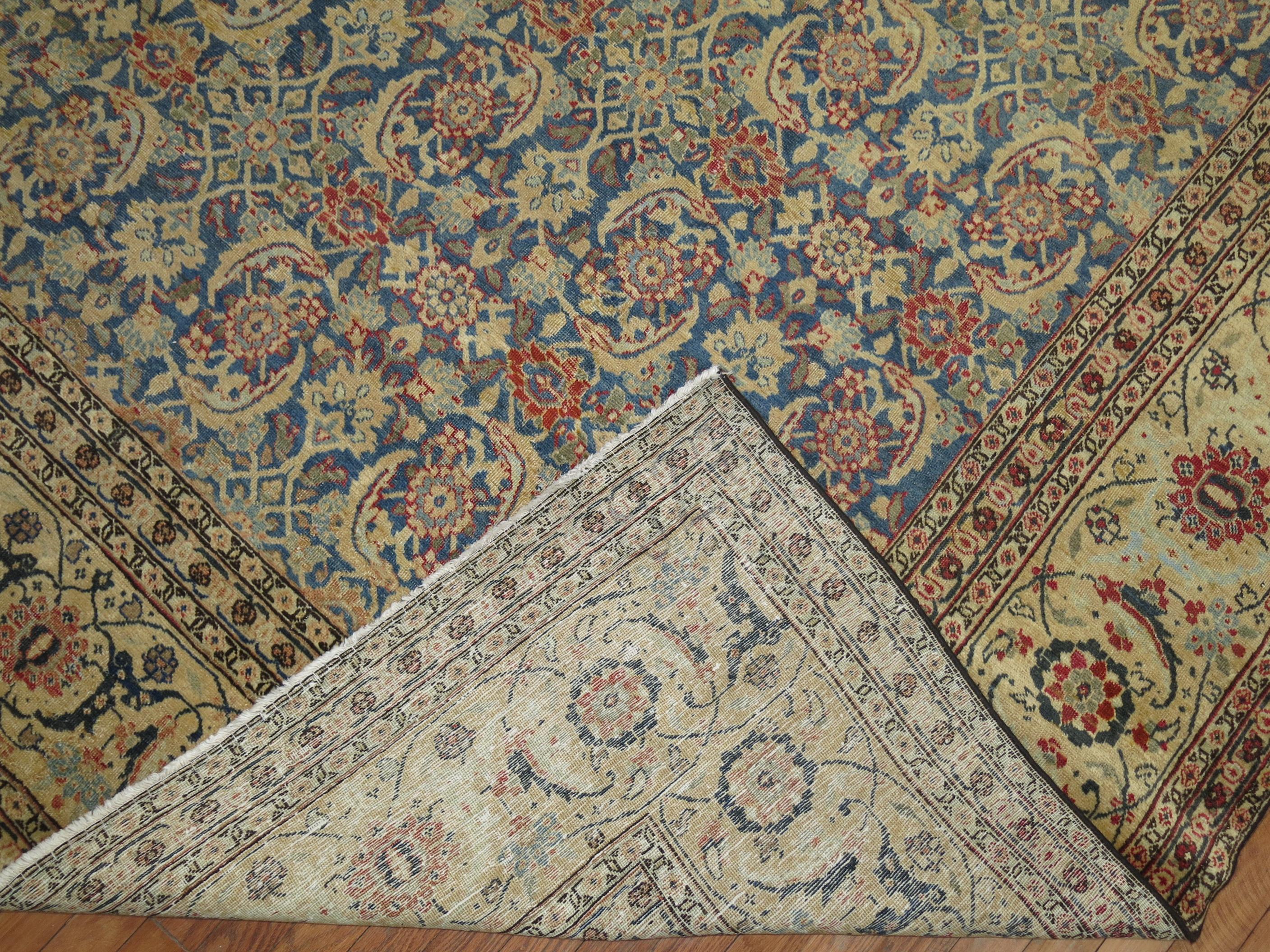 Large Traditional Blue Field Antique Persian Tabriz For Sale 1