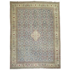 Large Traditional Blue Field Antique Persian Tabriz