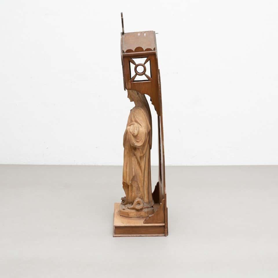 Mid-20th Century Large Traditional Figure of a Virgin in a Wood Niche, circa 1950 For Sale