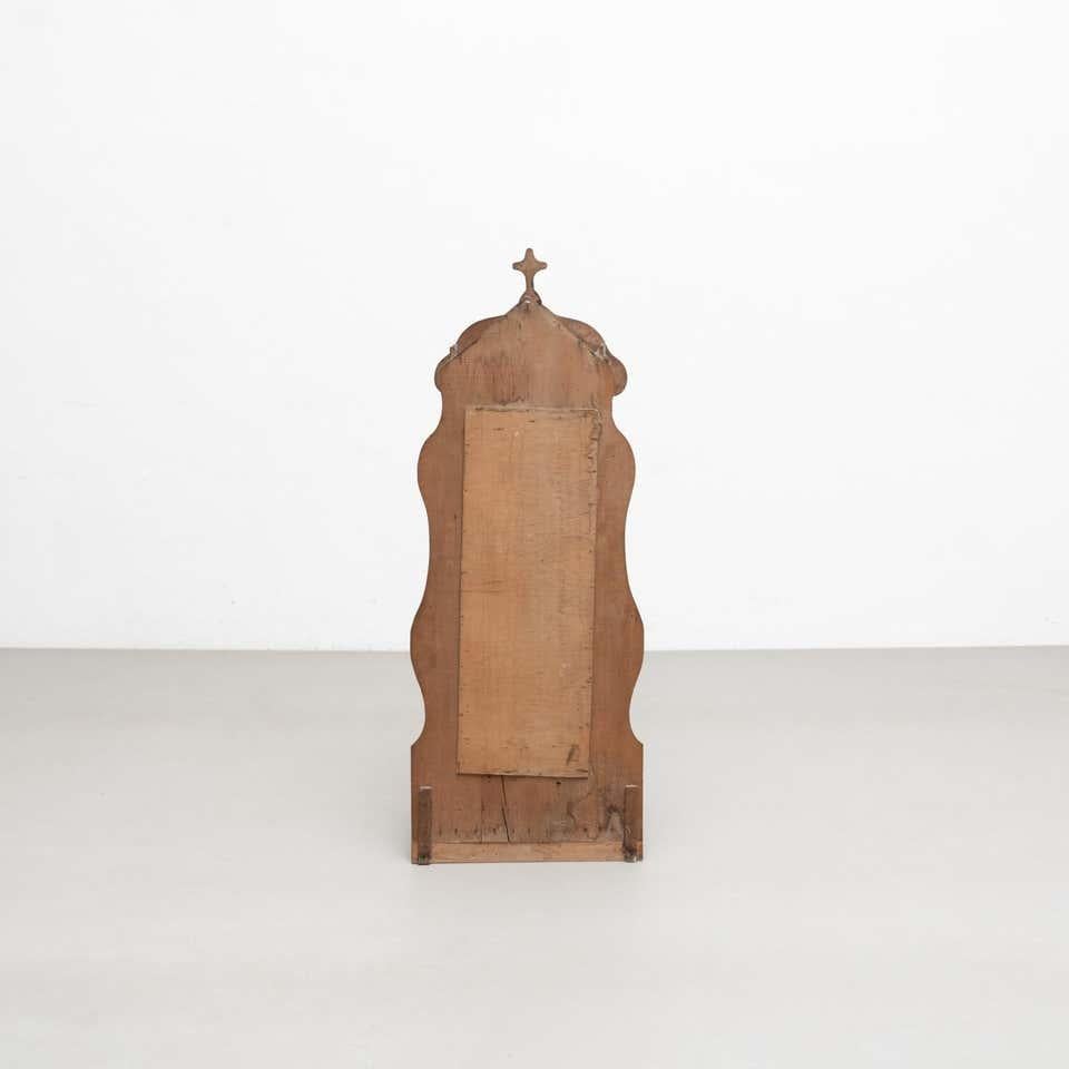Plaster Large Traditional Figure of a Virgin in a Wood Niche, circa 1950 For Sale