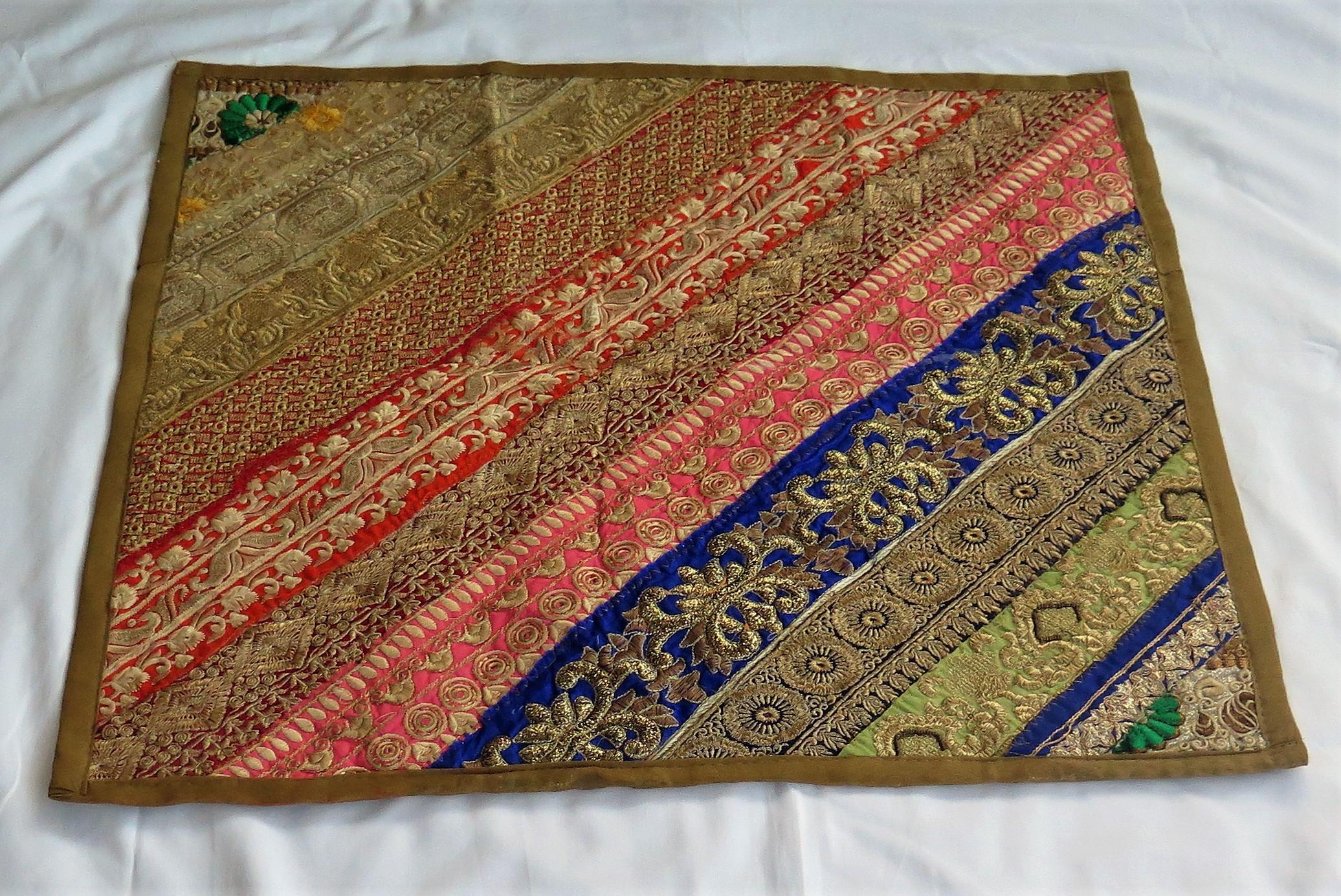 Fabric Large Cushion or Pillow cover Traditional Hand-Worked Indian Vintage For Sale