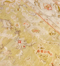 Large Handwoven Turkish Oushak Rug, Late 19th Century, Chartreuse